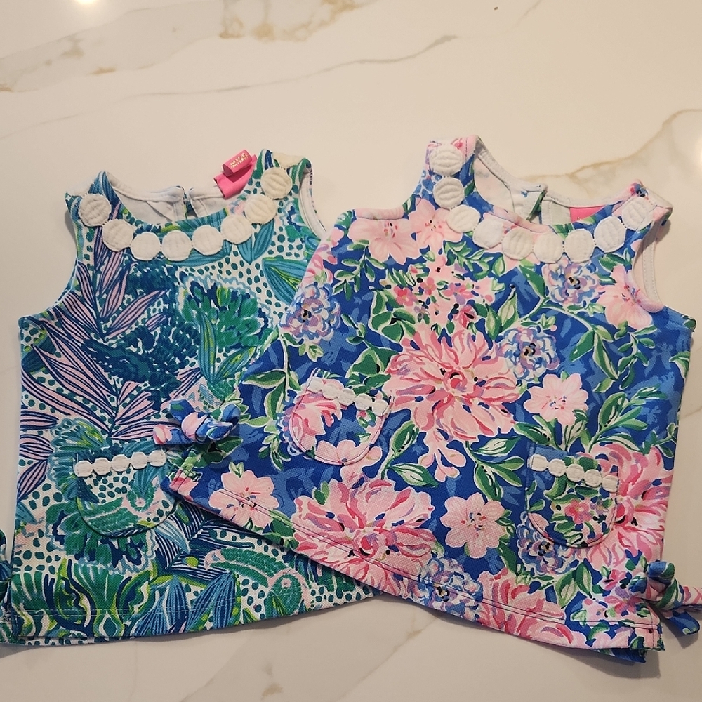 Lilly Pulitzer Blue and Pink Floral Kids Tank Tops